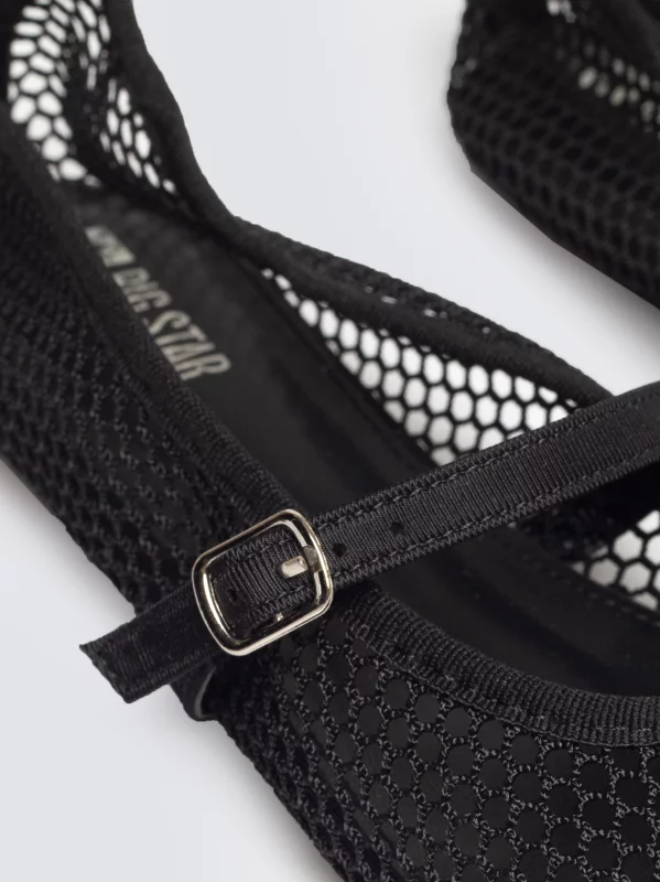 Baleriny damskie z siatki czarne TT274941 906