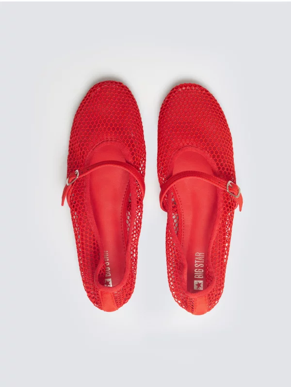 Baleriny damskie z siatki czerwone TT274942 603