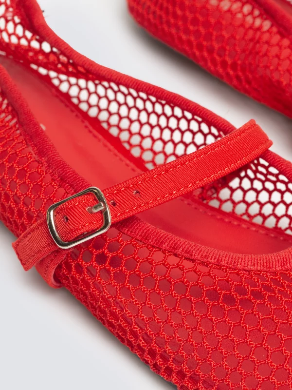 Baleriny damskie z siatki czerwone TT274942 603