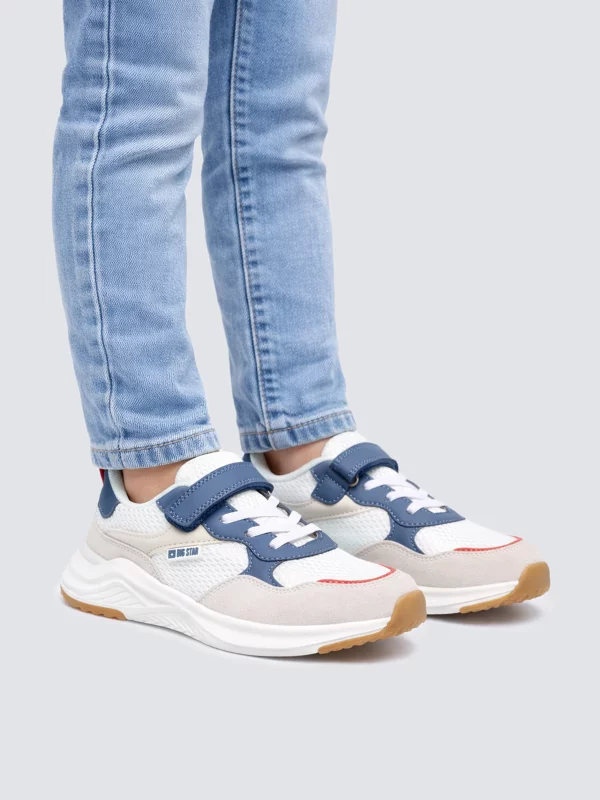 Sneakersy dziecięce z granatowymi wstawkami białe TT374029 101