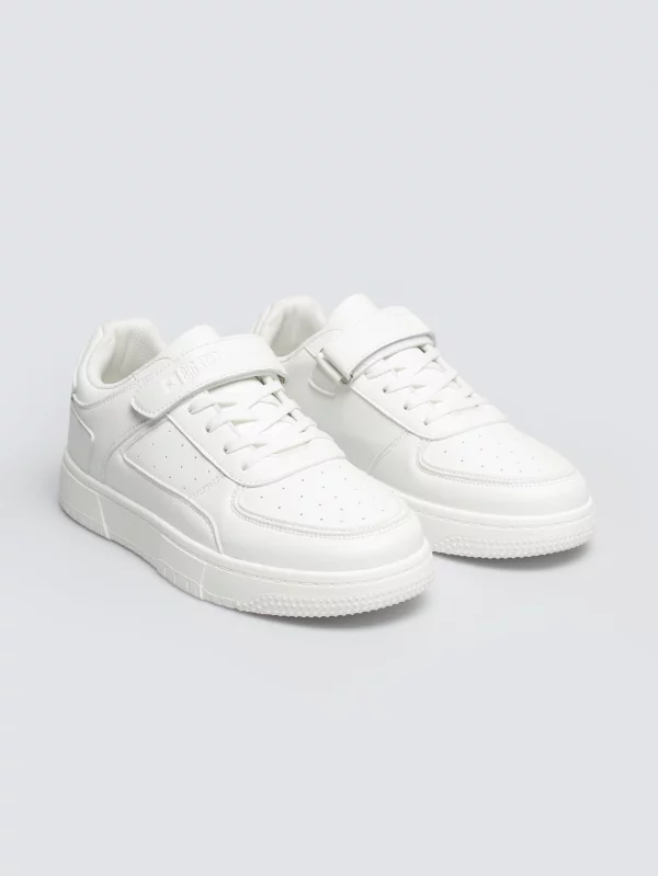 Sneakersy dziewczęce ze skóry ekologicznej białe TT374149 101