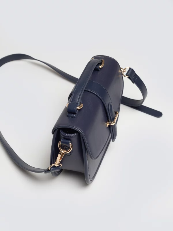 Torebka damska do ręki z dodatkowym paskiem granatowa Zahradi 403