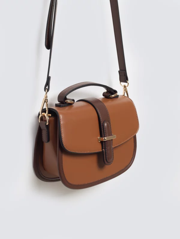 Torebka damska do ręki z dodatkowym paskiem brązowa Zahradi 803