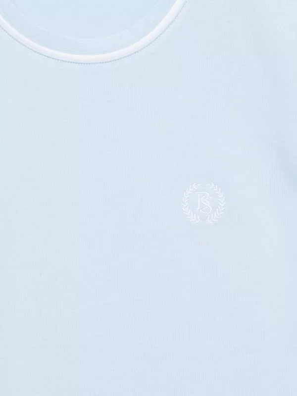 Koszulka damska z kontrastowym wykończeniem jasnoniebieska Lemoure 400