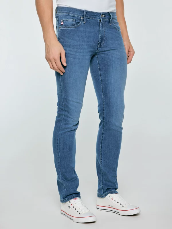 Jeansy męskie dopasowane niebieskie Terry 230