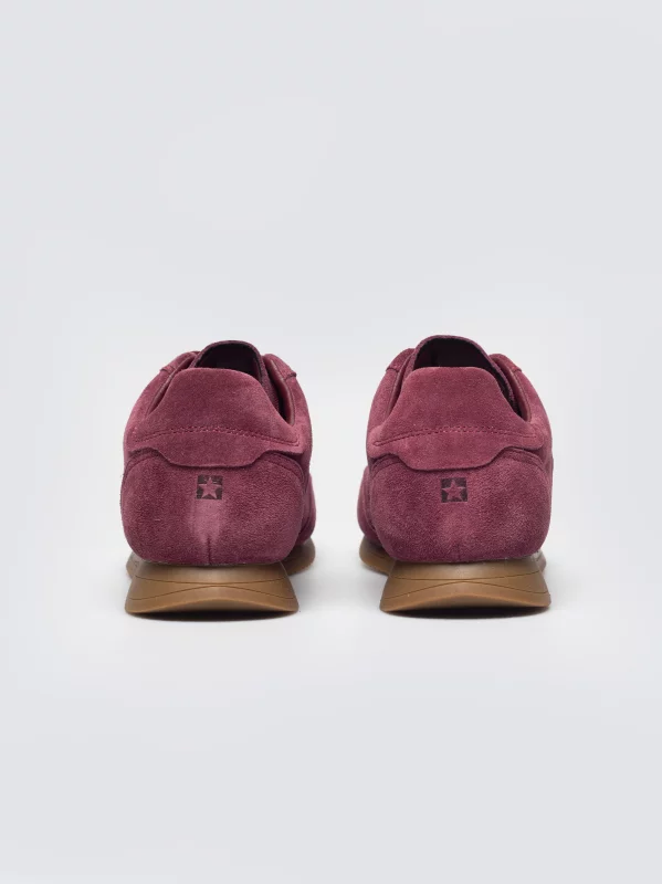 Sneakersy damskie ze skóry naturalnej zamszowej bordowe TT274227 604