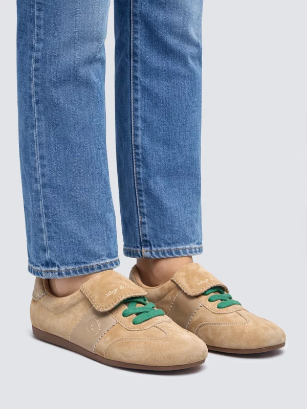 Sneakersy damskie ze skóry naturalnej beżowe TT274686 801