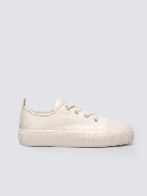 Trampki dziewczęce na platformie kremowe TT374106 102