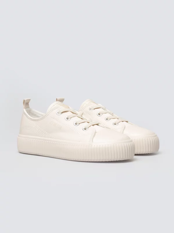 Trampki dziewczęce na platformie kremowe TT374106 102