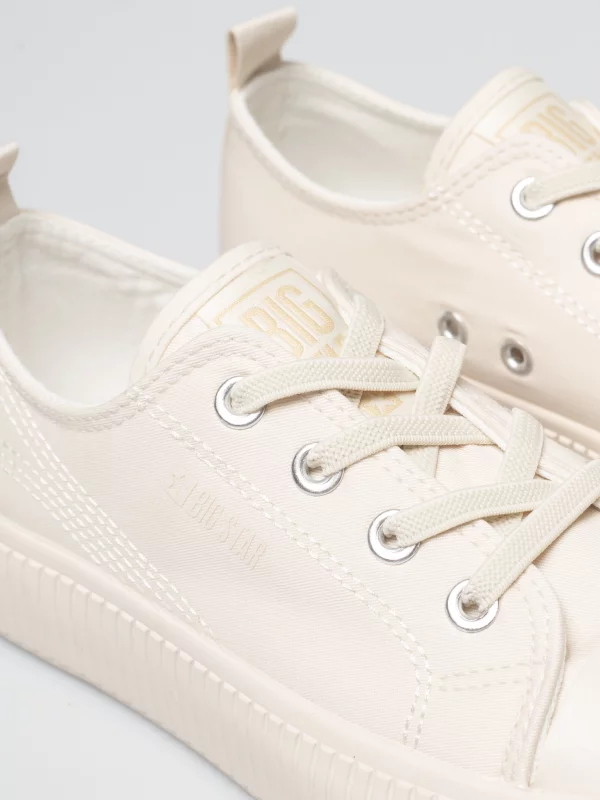 Trampki dziewczęce na platformie kremowe TT374106 102