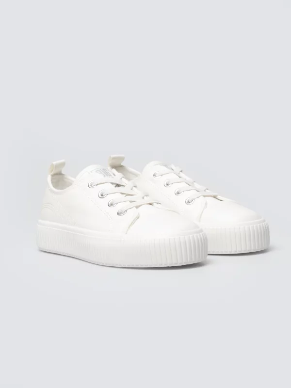 Trampki dziewczęce na platformie białe TT374108 101