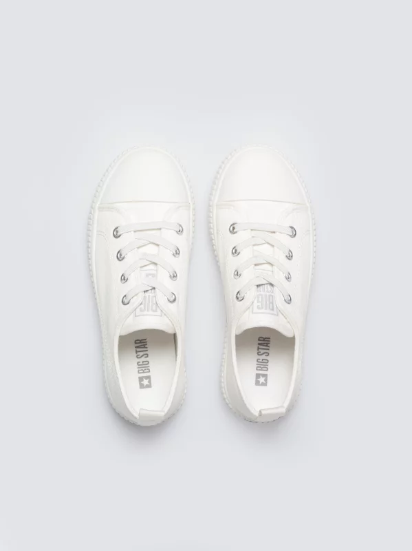 Trampki dziewczęce na platformie białe TT374108 101