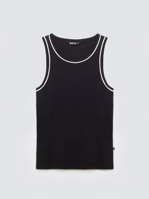 Top damski z kontrastowym wykończeniem czarny Lessa 906