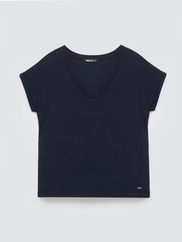 Koszulka damska o luźnym kroju granatowa Valeria 403