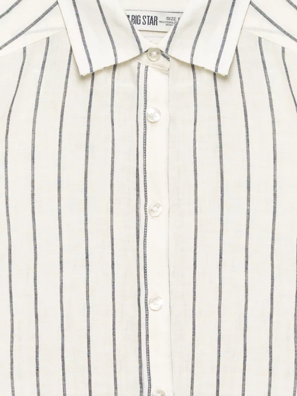 Lniana koszula damska w prążek biała Lamena 100