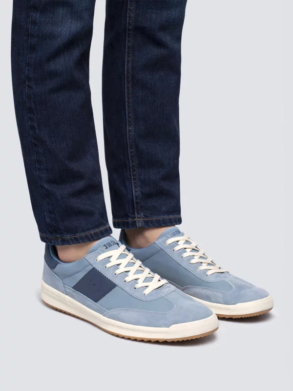 Sneakersy męskie ze skórzanymi wstawkami niebieskie TT174042 401