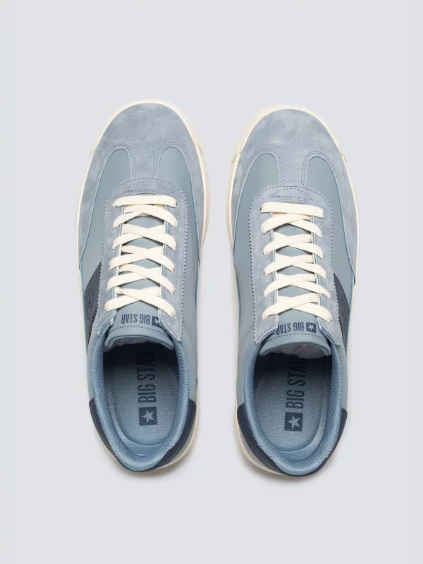 Sneakersy męskie ze skórzanymi wstawkami niebieskie TT174042 401