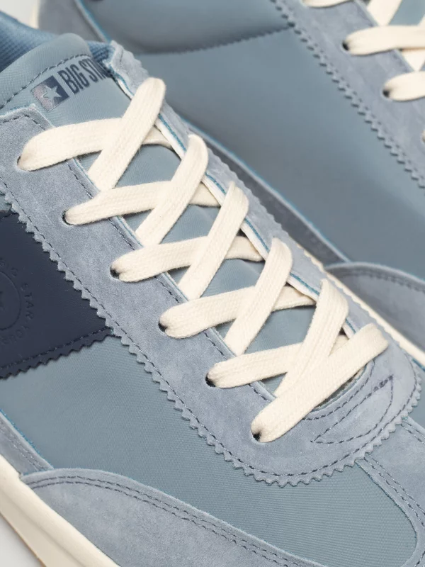 Sneakersy męskie ze skórzanymi wstawkami niebieskie TT174042 401