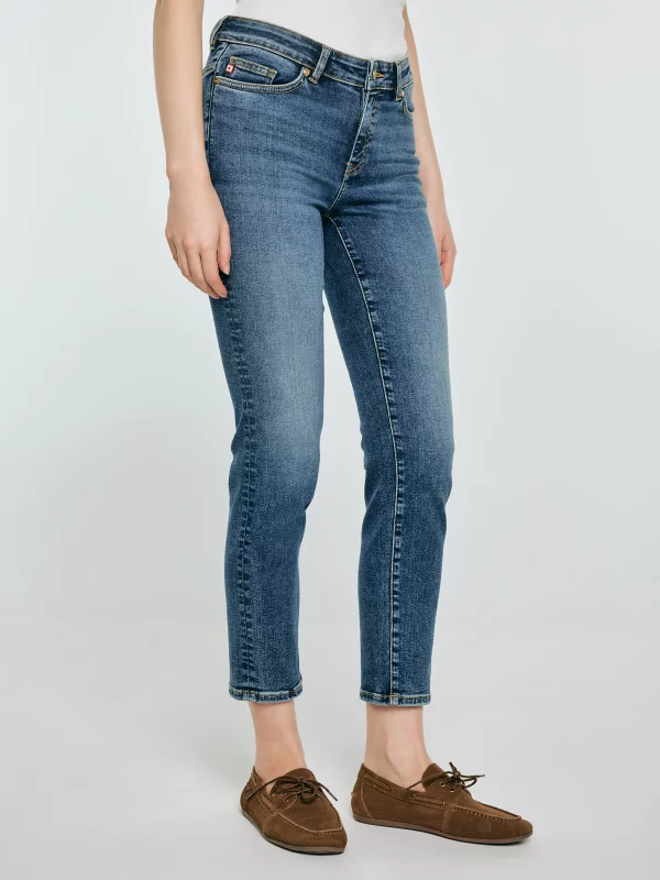 Jeansy damskie z krótką nogawką niebieskie Adela Cropped 296