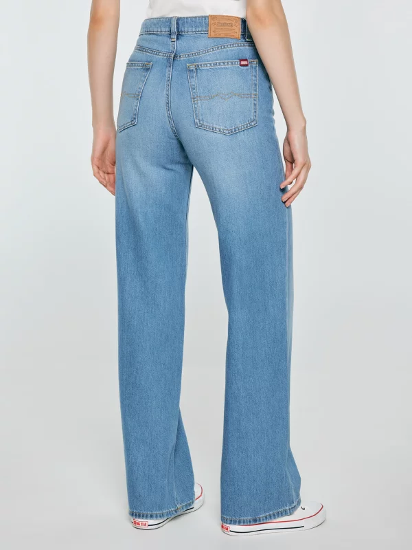 Jeansy damskie z szeroką nogawką niebieskie Atrea 111