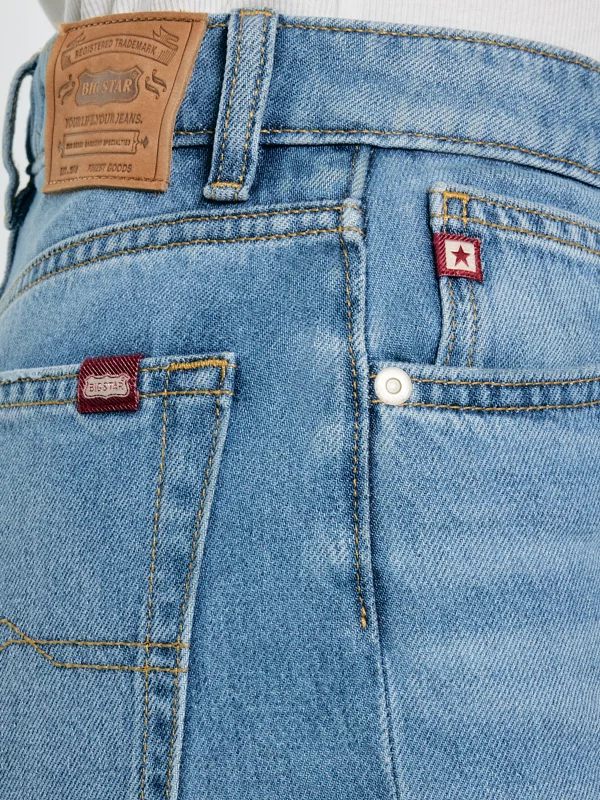 Jeansy damskie z szeroką nogawką niebieskie Atrea 111