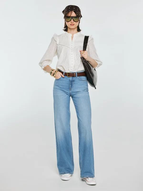 Bluzka damska bawełniana z rękawem 3/4 biała Bohna 100