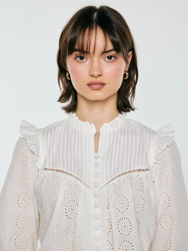 Bluzka damska bawełniana z rękawem 3/4 biała Bohna 100