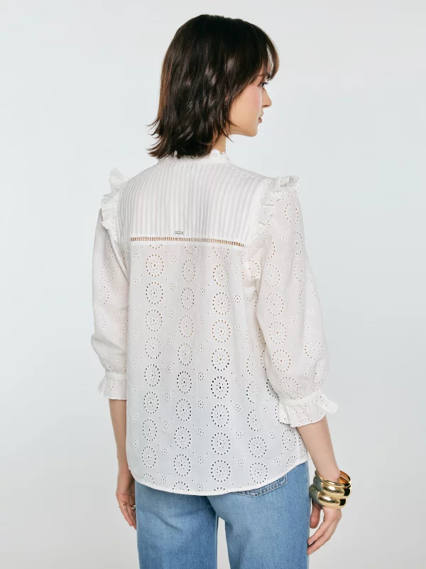 Bluzka damska bawełniana z rękawem 3/4 biała Bohna 100