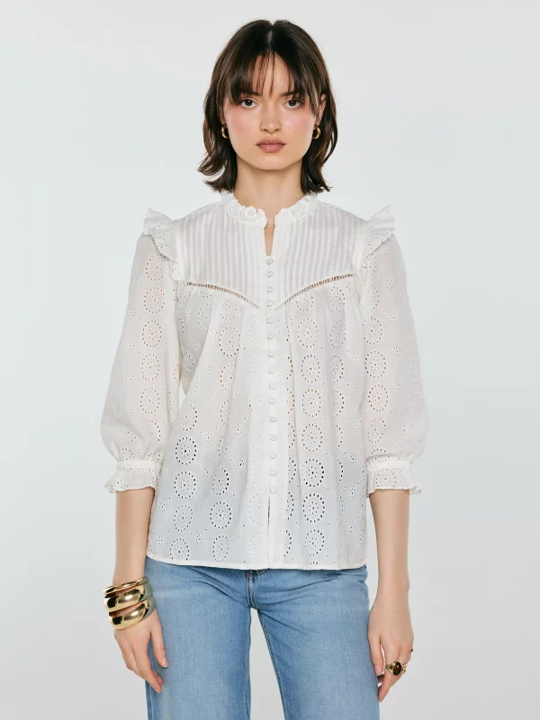 Bluzka damska bawełniana z rękawem 3/4 biała Bohna 100