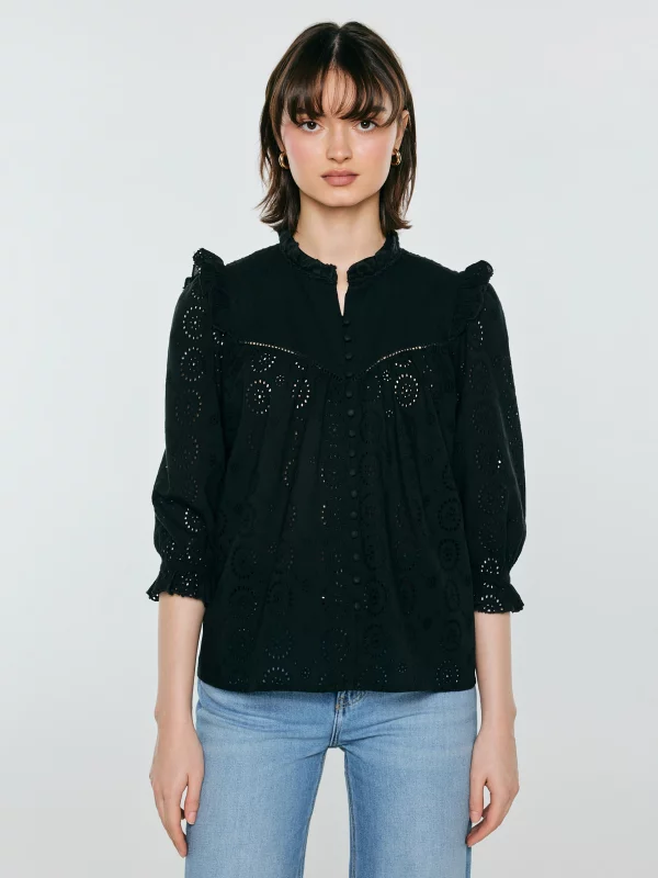 Bluzka damska bawełniana z rękawem 3/4 czarna Bohna 906