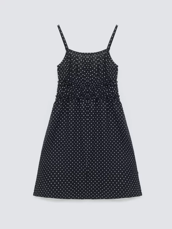 Sukienka dziewczęca na ramiączkach w kropki czarna Mircesi 906