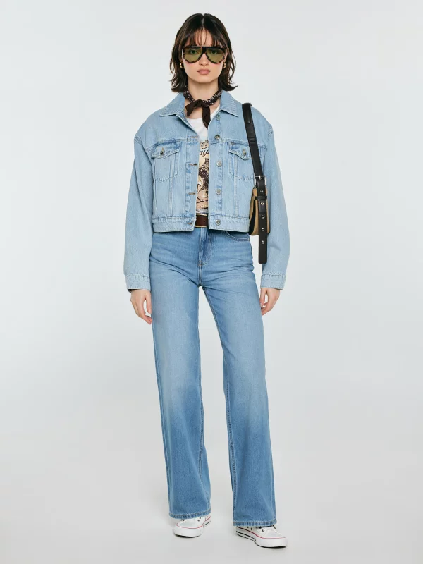 Kurtka damska oversize jeansowa niebieska Ella 221