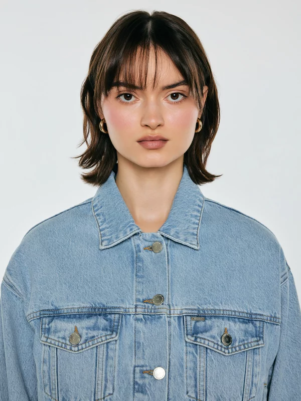 Kurtka damska oversize jeansowa niebieska Ella 221