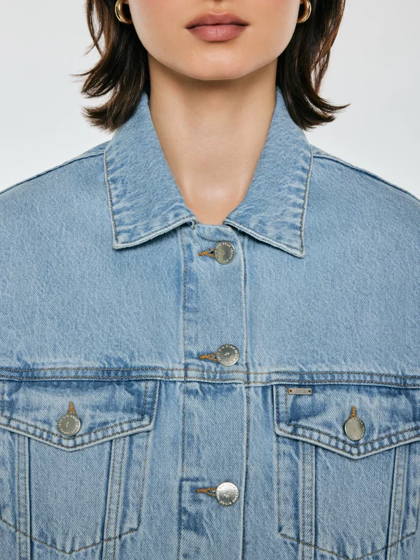 Kurtka damska oversize jeansowa niebieska Ella 221