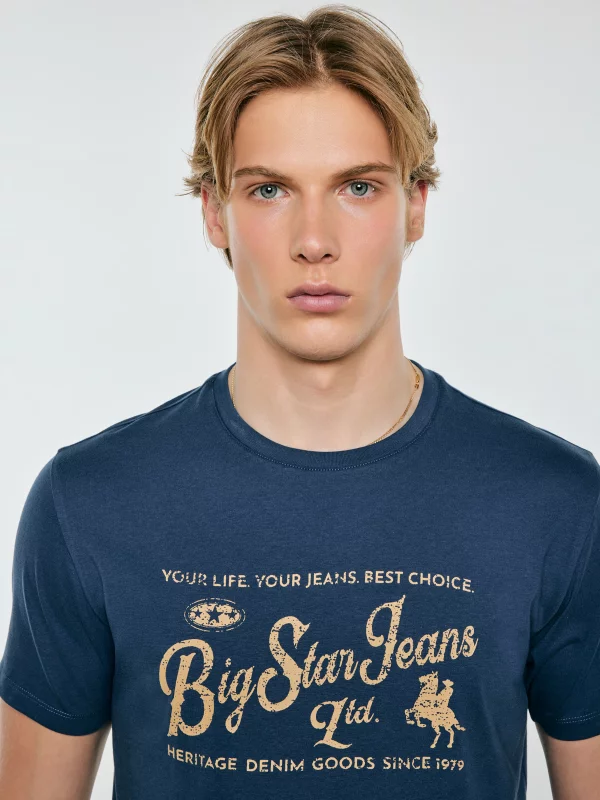 Koszulka męska z nadrukiem z linii Authentic ciemnoniebieska Eller 402