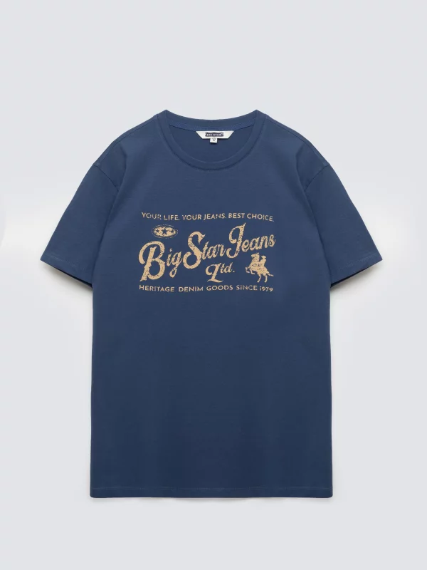 Koszulka męska z nadrukiem z linii Authentic ciemnoniebieska Eller 402