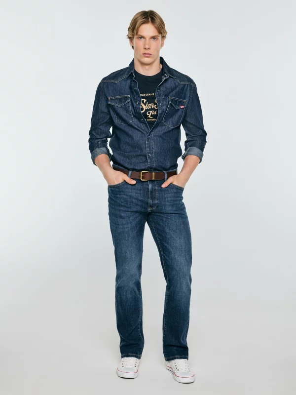 Koszulka męska z nadrukiem z linii Authentic granatowa Eller 403