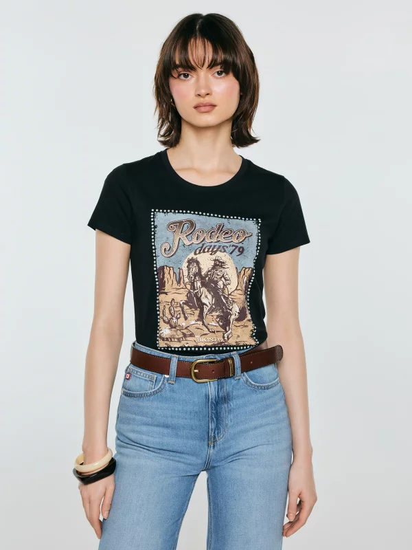 Koszulka damska z linii Authentic z nadrukiem czarna Erellsa 906