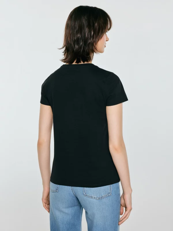 Koszulka damska z linii Authentic z nadrukiem czarna Erellsa 906