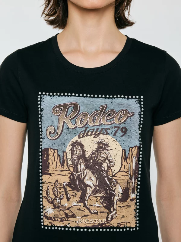 Koszulka damska z linii Authentic z nadrukiem czarna Erellsa 906