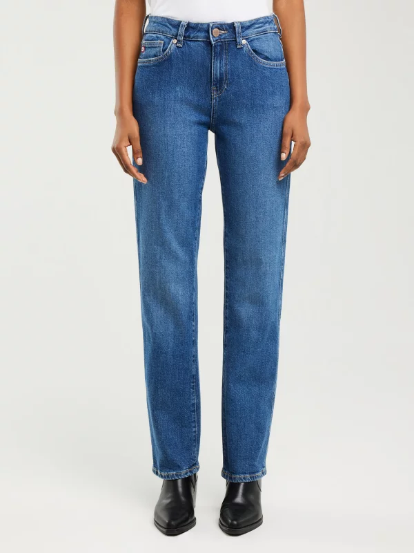 Jeansy damskie z prostą nogawką niebieskie Myrra 313