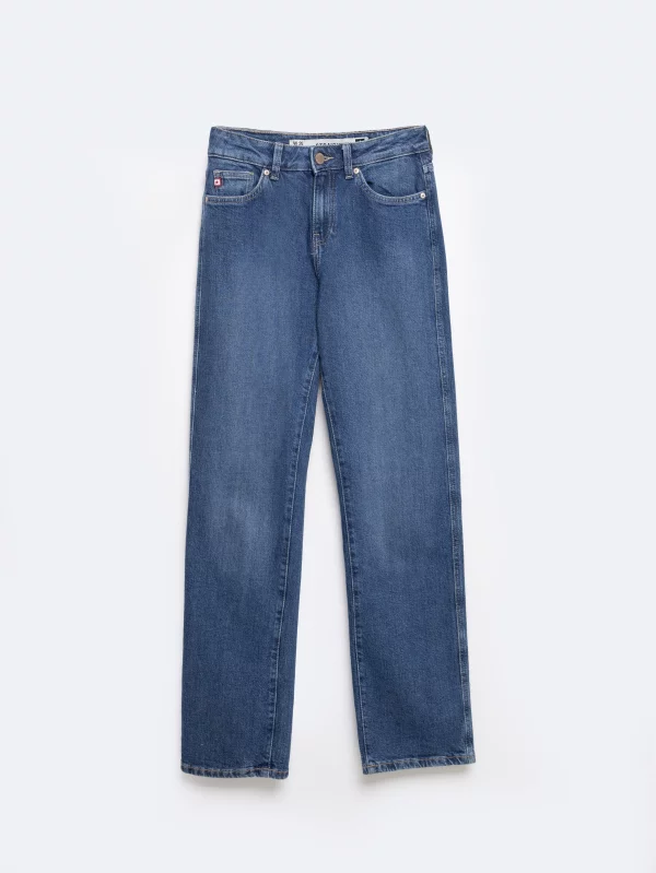 Jeansy damskie z prostą nogawką niebieskie Myrra 313