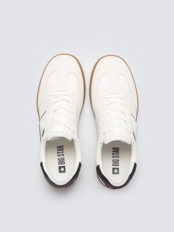 Sneakersy męskie z czarnymi akcentami białe TT174128 101