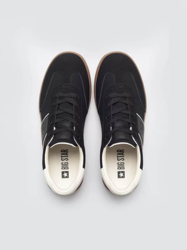 Sneakersy męskie z białymi akcentami czarne TT174129 906