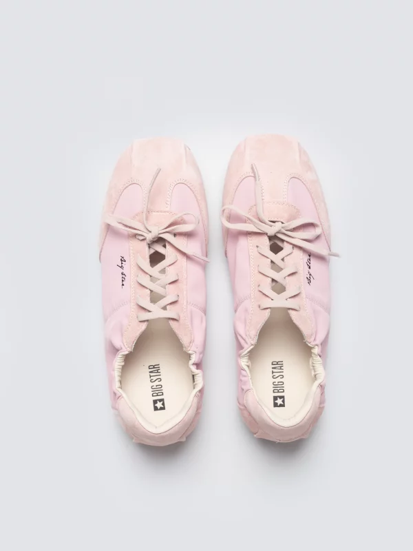 Sneakersy damskie ze skórzanymi wstawkami różowe TT274600 601