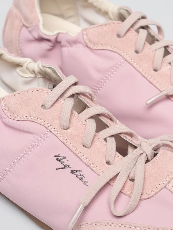 Sneakersy damskie ze skórzanymi wstawkami różowe TT274600 601