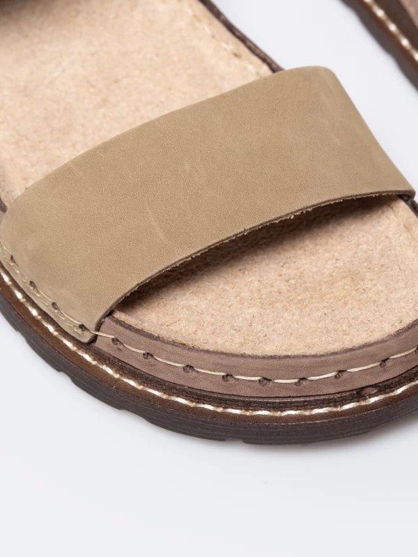 Sandały damskie ze skóry naturalnej beżowe RR276010 303