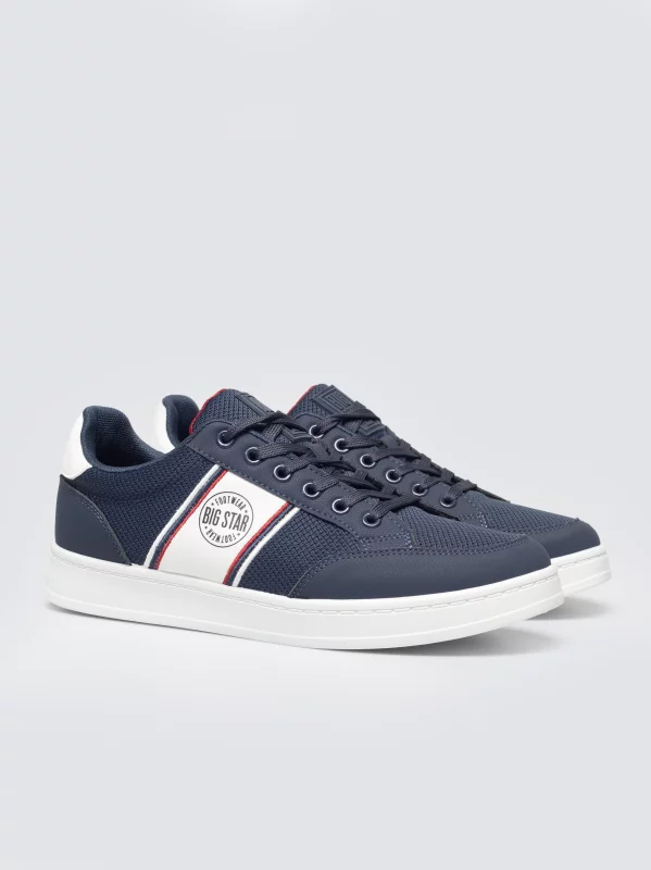 Sneakersy męskie z białymi wstawkami granatowe TT174309 403