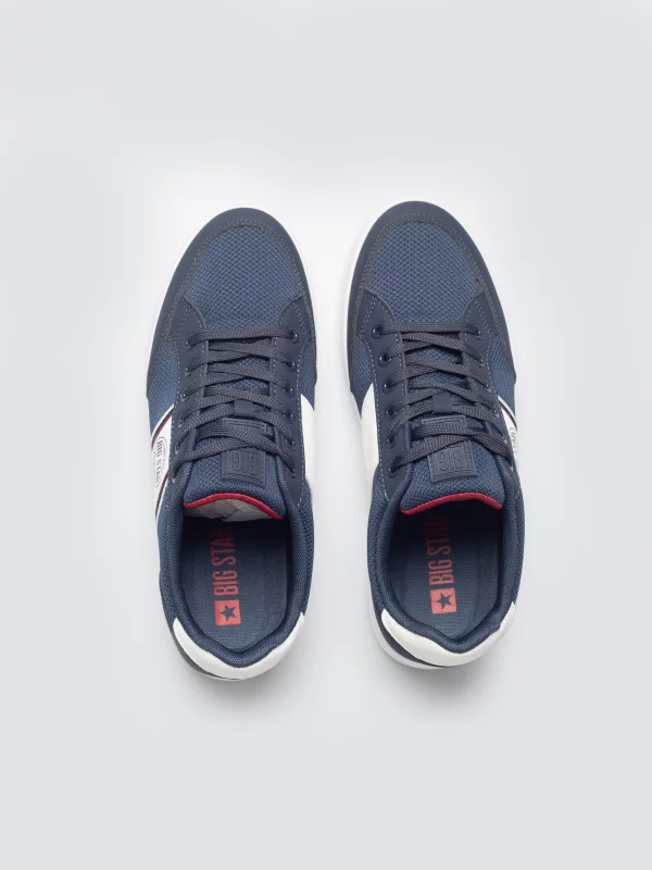 Sneakersy męskie z białymi wstawkami granatowe TT174309 403