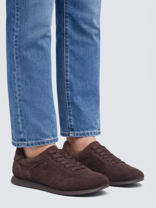 Sneakersy damskie ze skóry naturalnej zamszowej brązowe TT274226 804